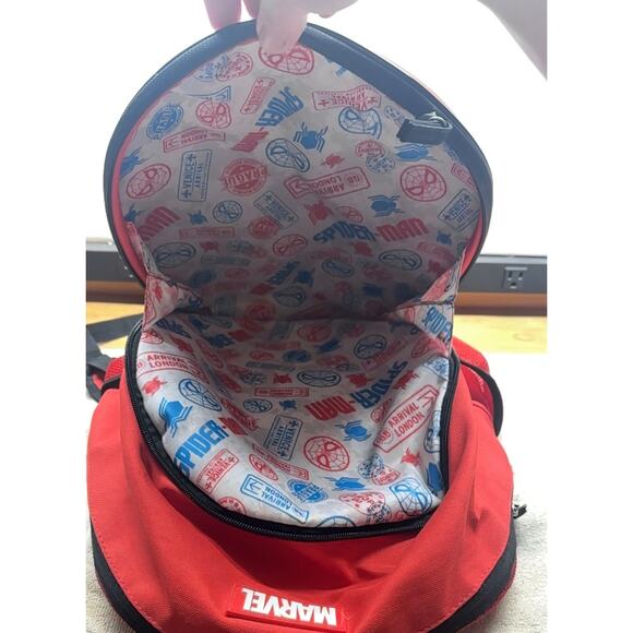 Marvel Spider-Man Face Backpack Red Black Kids Bag Disney - Picture 3 of 9